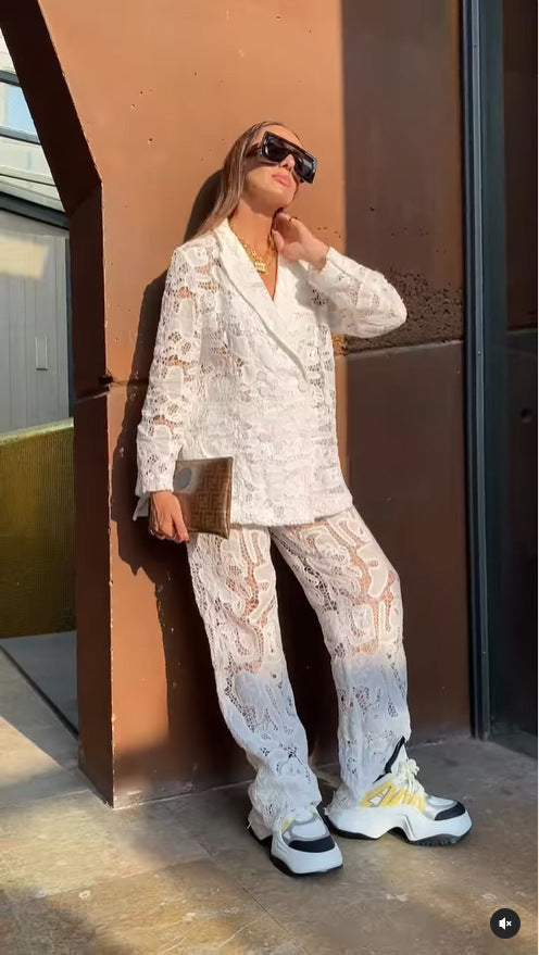 European And American Fashion Casual Lace Suit