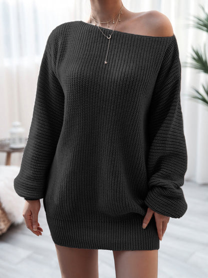 Rib-Knit Mini Sweater Dress - Fashion Finder Hub