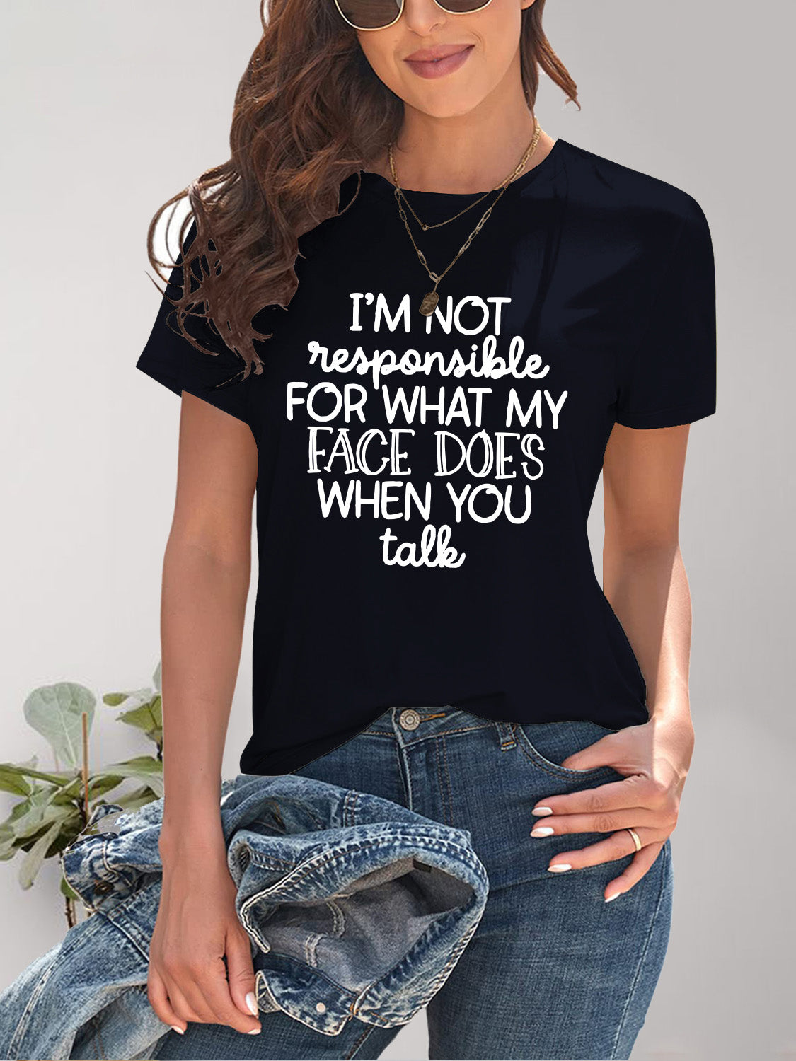Letter Graphic Round Neck Short Sleeve T-Shirt - Fashion Finder Hub