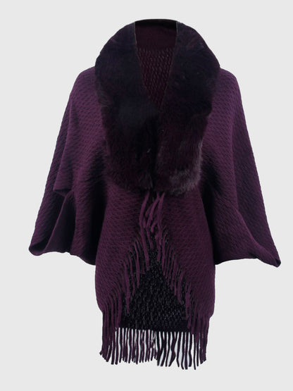 Open Front Fringe Hem Poncho - Fashion Finder Hub