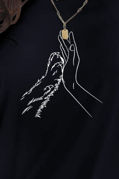 Graphic Round Neck Short Sleeve T-Shirt - Fashion Finder Hub