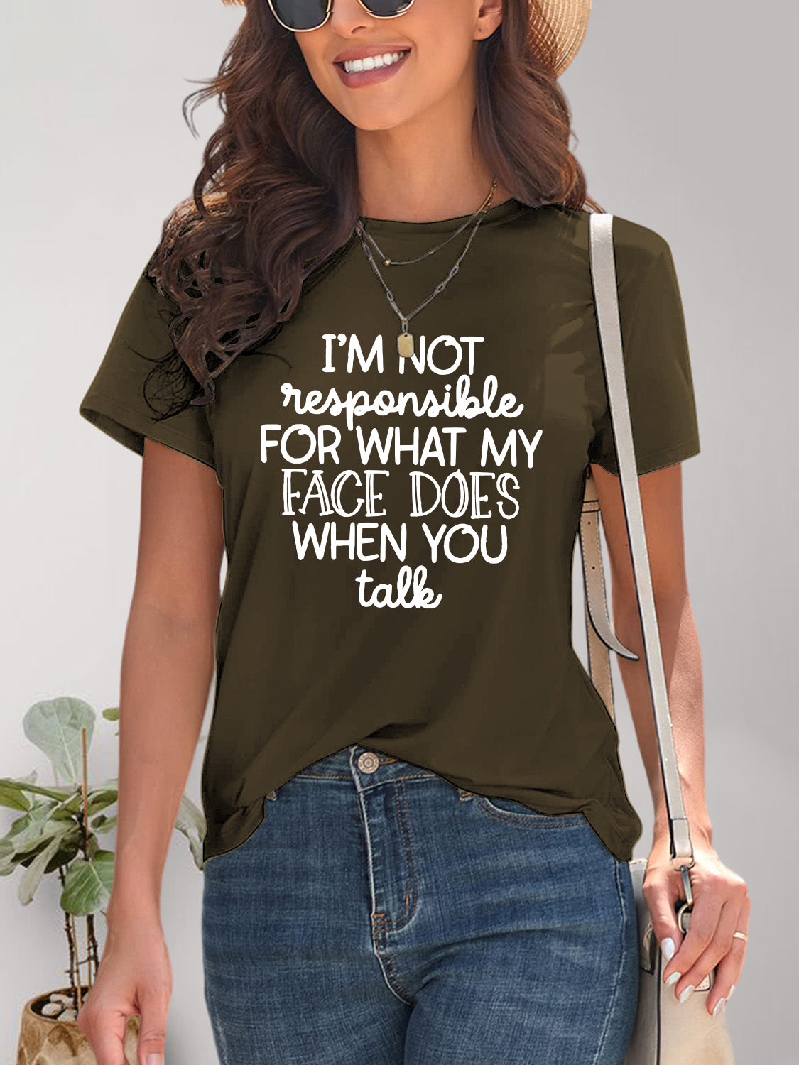 Letter Graphic Round Neck Short Sleeve T-Shirt - Fashion Finder Hub