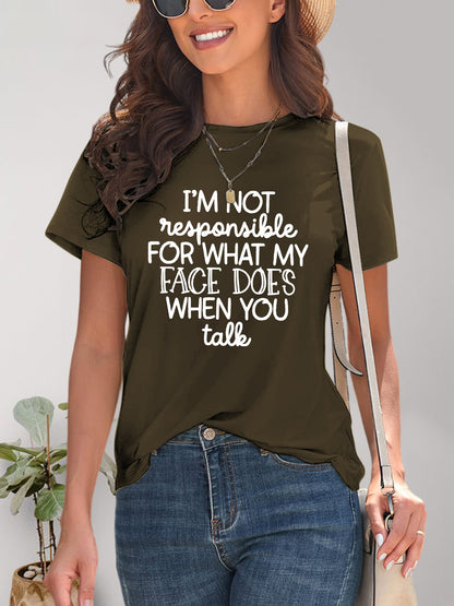 Letter Graphic Round Neck Short Sleeve T-Shirt - Fashion Finder Hub