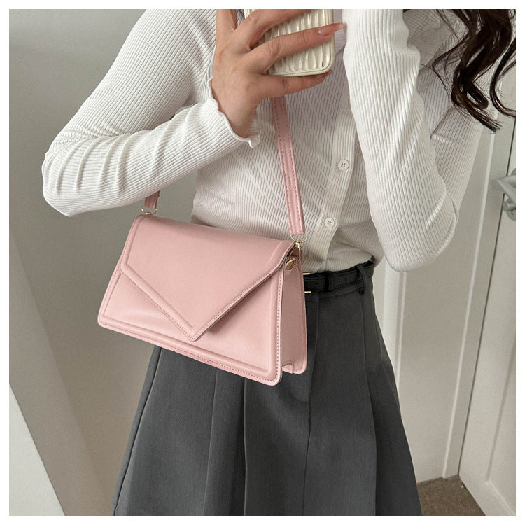 Women's Simple Textured Fashion Solid Color Shoulder Messenger Bag