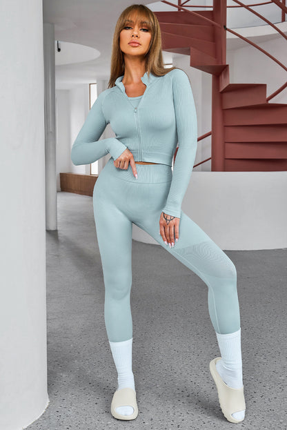 Tank Cropped Active Top and Pants Set - Fashion Finder Hub