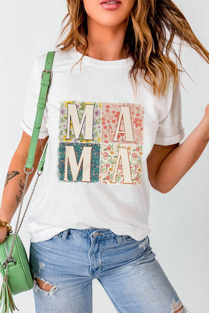 MAMA Round Neck Short Sleeve T-Shirt - Fashion Finder Hub