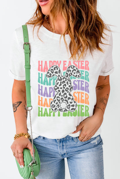 HAPPY EASTER Round Neck Short Sleeve T-Shirt - Fashion Finder Hub