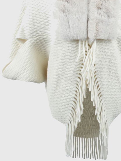 Open Front Fringe Hem Poncho - Fashion Finder Hub