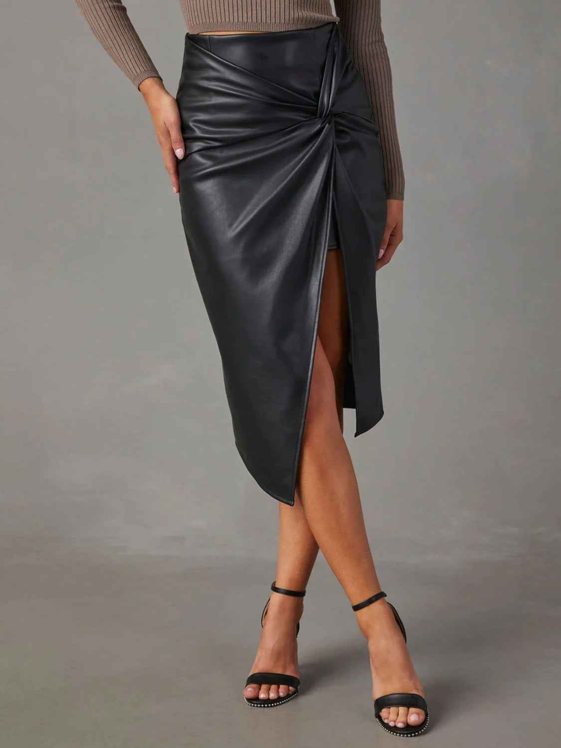 Twist Detail High Waist Skirt - Fashion Finder Hub