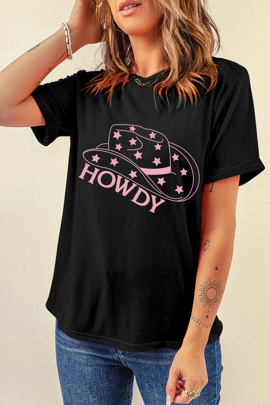 HOWDY Round Neck Short Sleeve T-Shirt - Fashion Finder Hub
