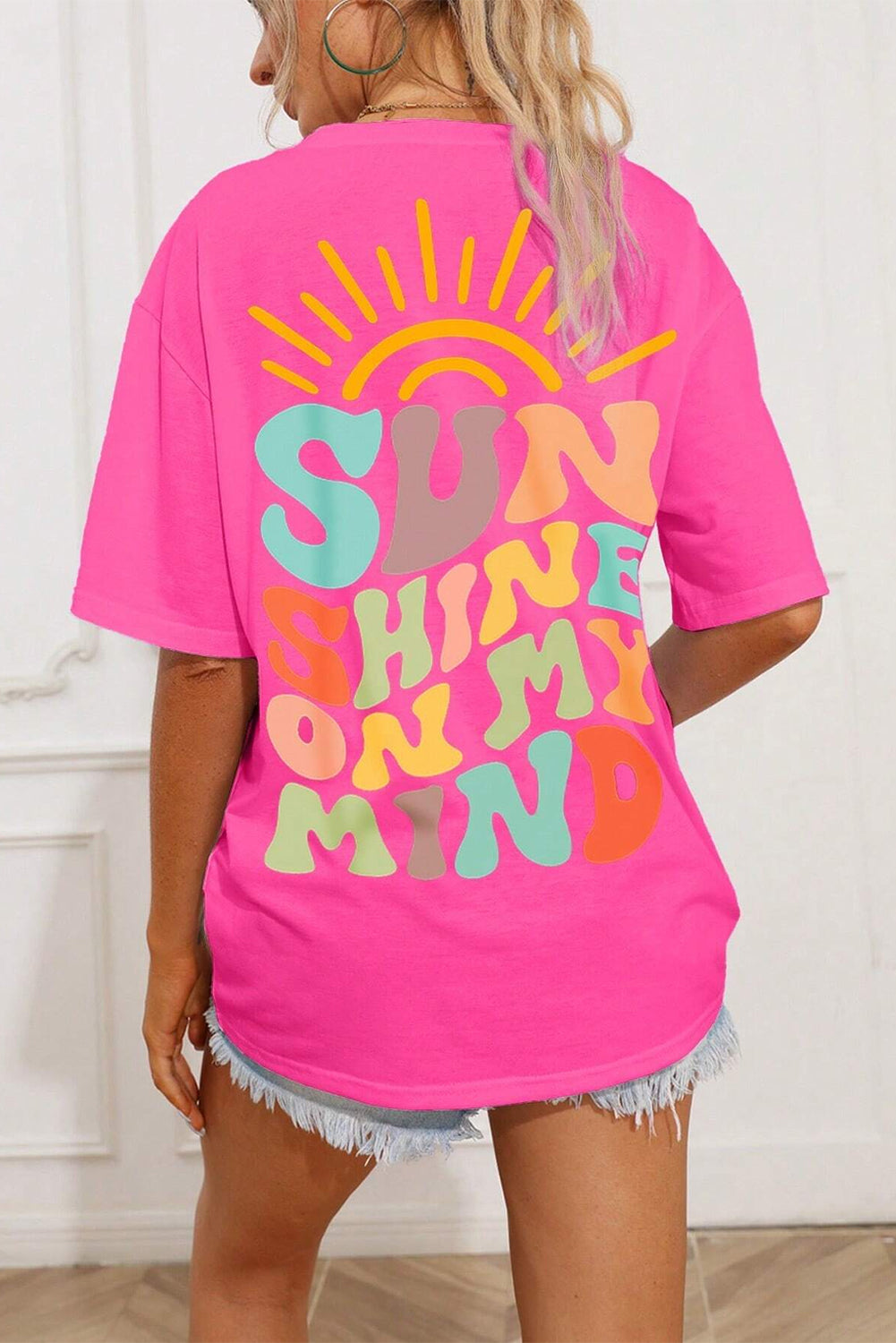 SUN SHINE ON MY MIND Round Neck T-Shirt - Fashion Finder Hub