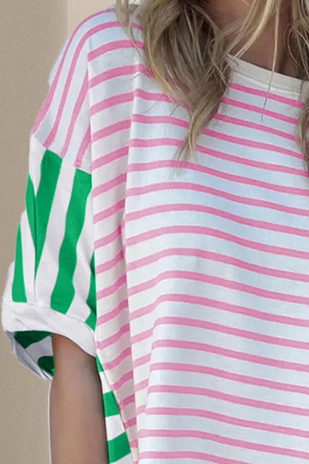 Striped Round Neck Dropped Shoulder T-Shirt - Fashion Finder Hub