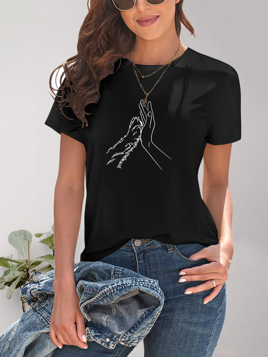Graphic Round Neck Short Sleeve T-Shirt - Fashion Finder Hub