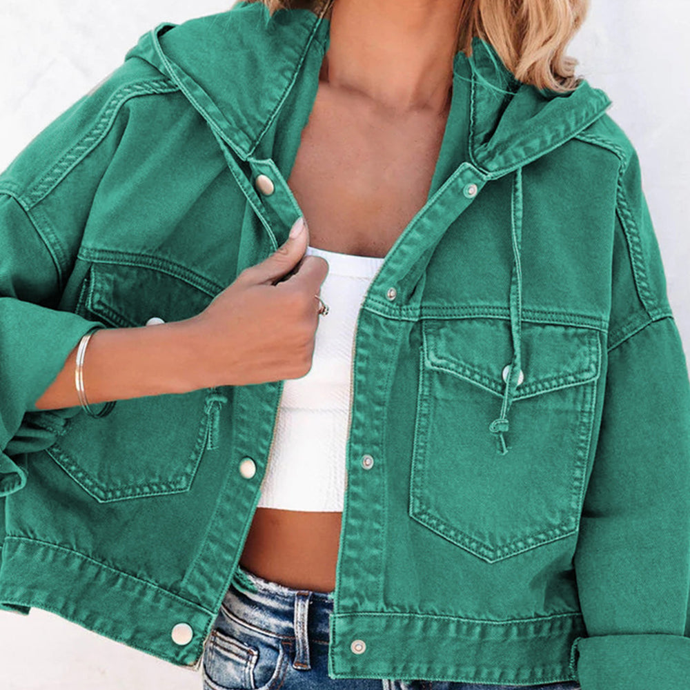 Hooded Dropped Shoulder Denim Jacket