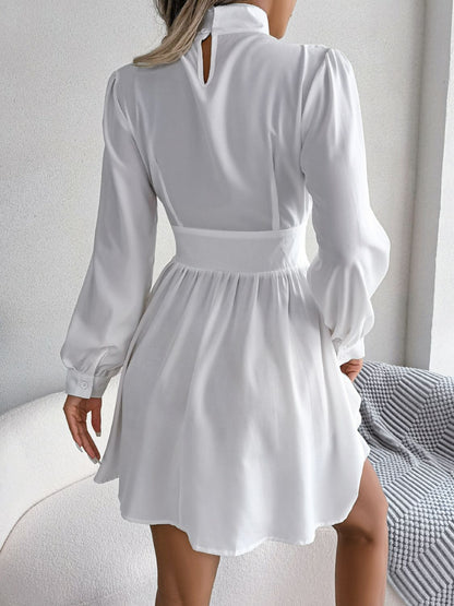 Cutout Turtleneck A-Line Mini Dress - Fashion Finder Hub