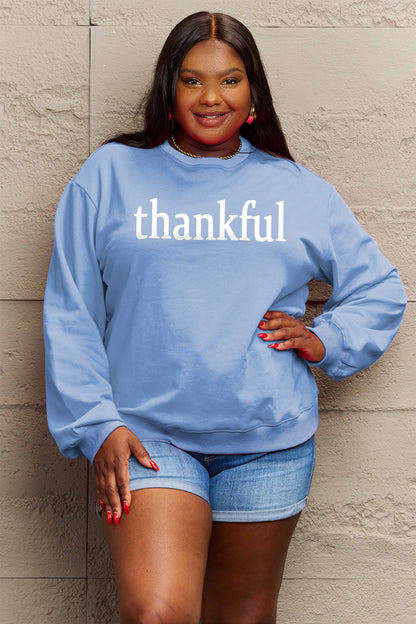Simply Love Full Size THANKFUL Graphic Sweatshirt - Fashion Finder Hub