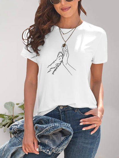 Graphic Round Neck Short Sleeve T-Shirt - Fashion Finder Hub