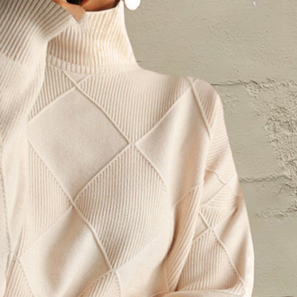 Geometric Turtleneck Long Sleeve Sweater - Fashion Finder Hub