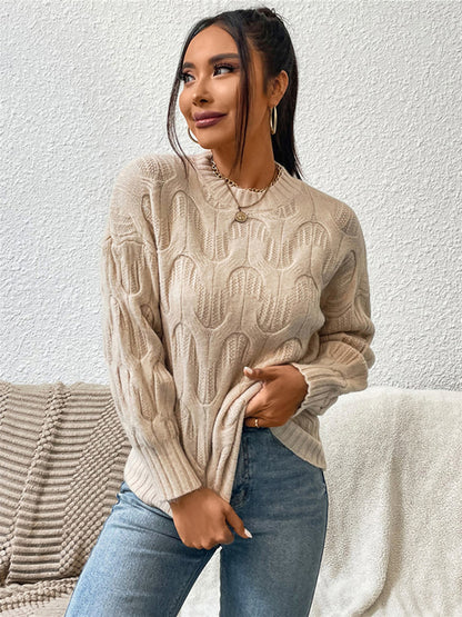 Round Neck Long Sleeve Sweater - Fashion Finder Hub