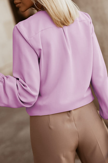Button Up Round Neck Long Sleeve Shirt - Fashion Finder Hub
