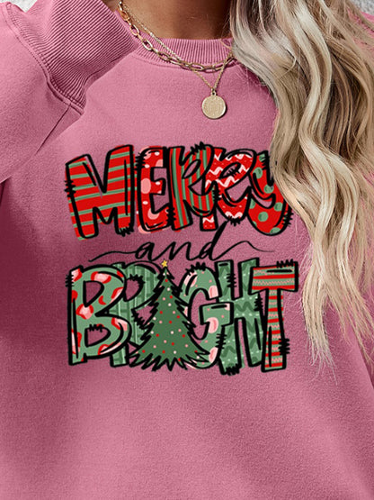 MERRY AND BRIGHT Long Sleeve Sweatshirt - Fashion Finder Hub