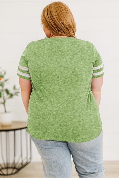 Plus Size Striped V-Neck Tee Shirt - Fashion Finder Hub