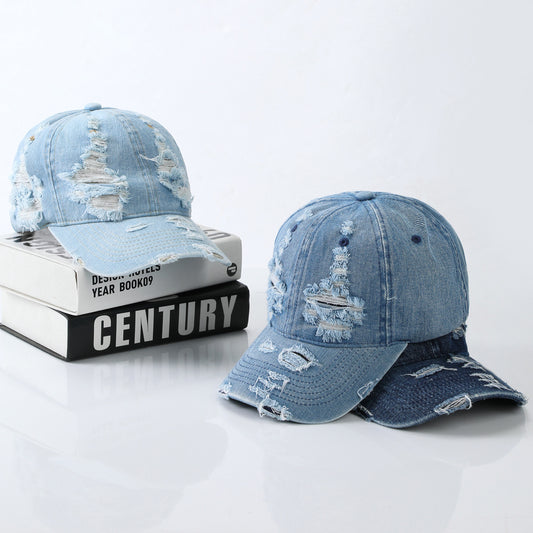 Claudia Denim Ripped Baseball Cap (Hip Hop Cool)