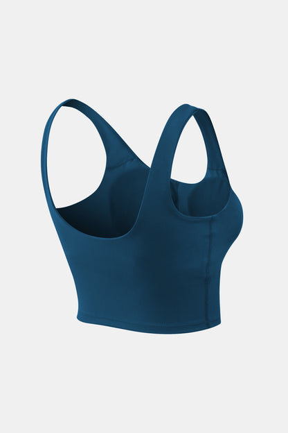 Cropped Scoop Neck Active Tank Top - Fashion Finder Hub