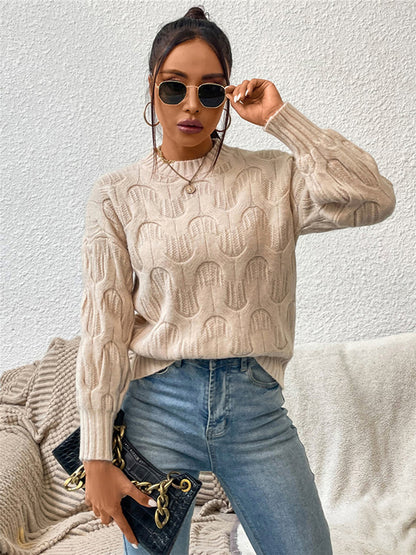 Round Neck Long Sleeve Sweater - Fashion Finder Hub