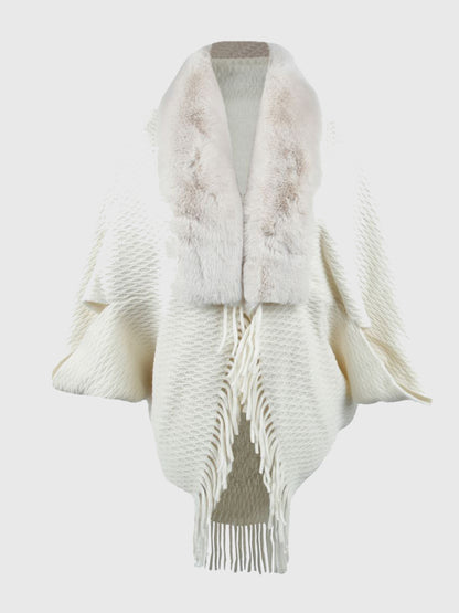 Open Front Fringe Hem Poncho - Fashion Finder Hub