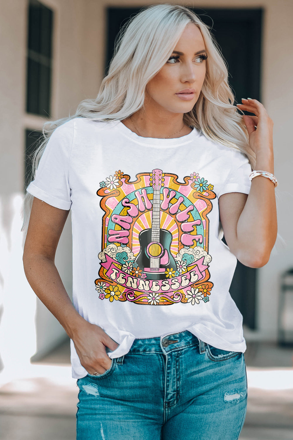 Graphic Round Neck Short Sleeve T-Shirt - Fashion Finder Hub