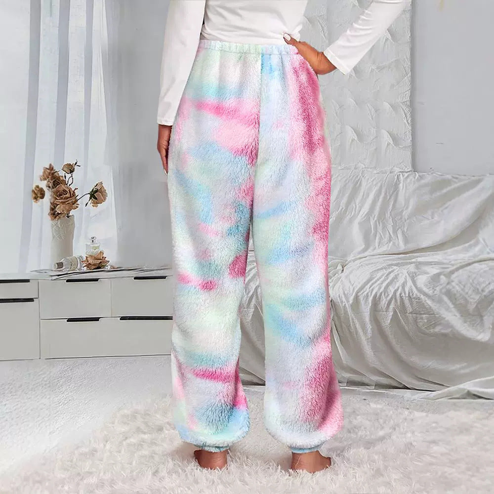 New Tie-dyed Double-sided Fleece Home Trousers