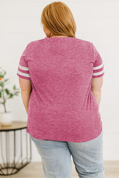 Plus Size Striped V-Neck Tee Shirt - Fashion Finder Hub