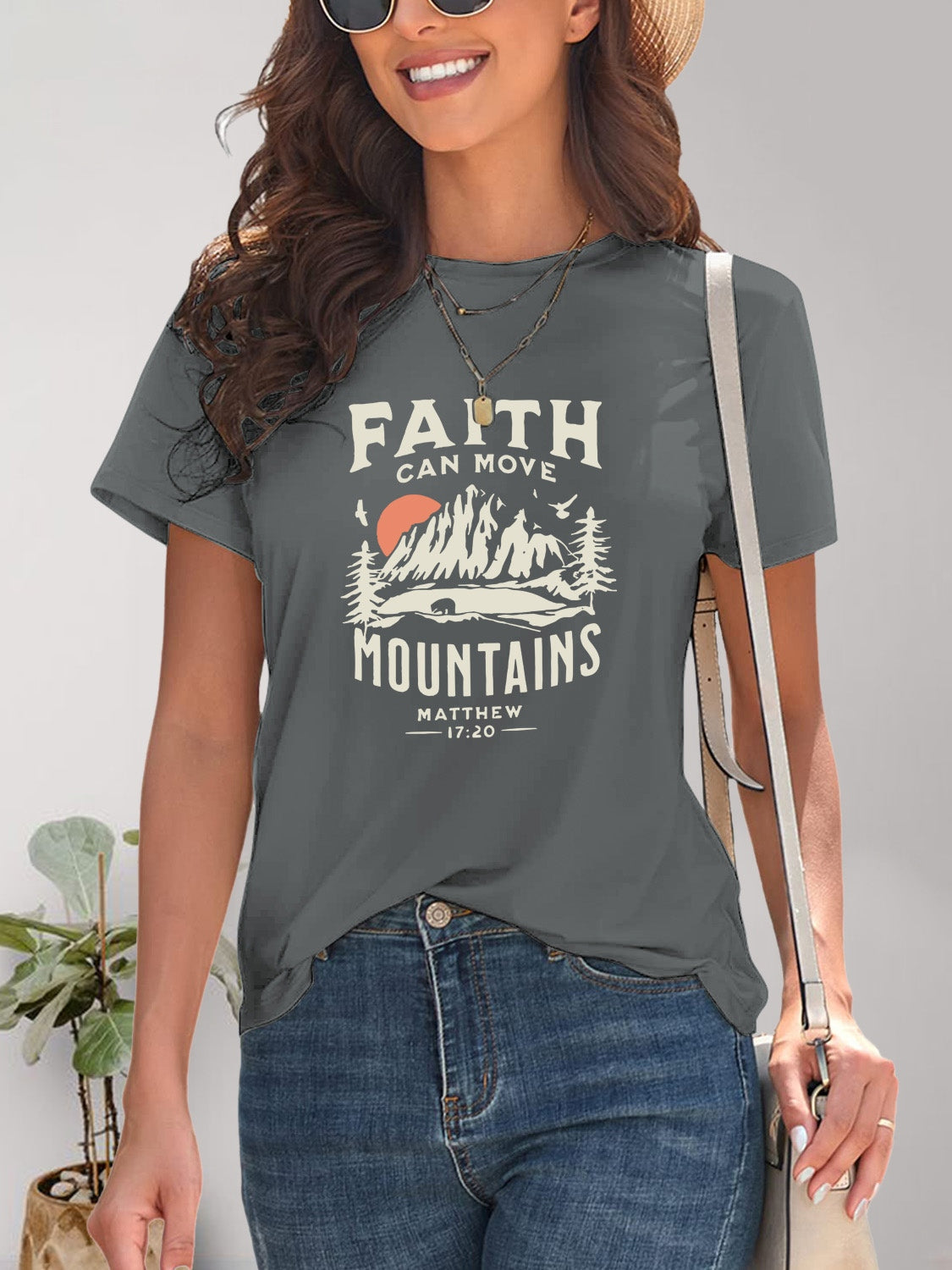 Graphic Round Neck Short Sleeve T-Shirt - Fashion Finder Hub