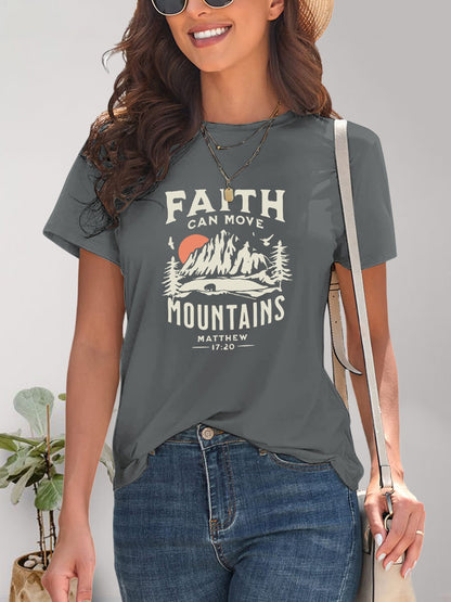 Graphic Round Neck Short Sleeve T-Shirt - Fashion Finder Hub