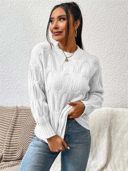 Round Neck Long Sleeve Sweater - Fashion Finder Hub