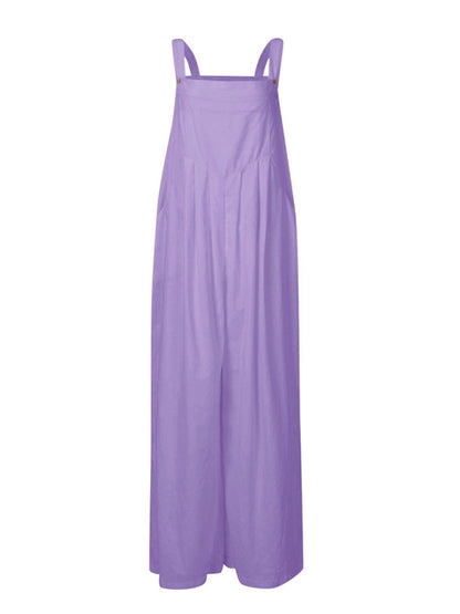 Women's cotton and linen loose casual all-match one-piece wide-leg overalls trousers