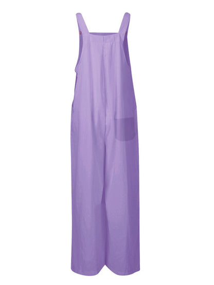Women's cotton and linen loose casual all-match one-piece wide-leg overalls trousers