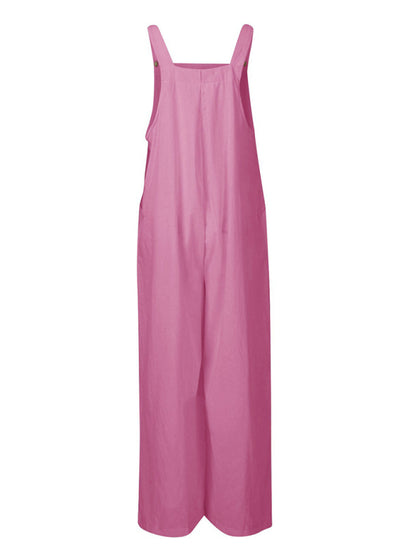 Women's cotton and linen loose casual all-match one-piece wide-leg overalls trousers