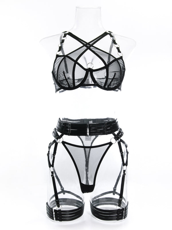 Sultry self-designed woven lingerie set with slight elasticity