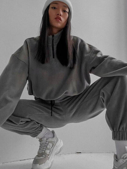 Women's Hooded Sweatshirt Sports Casual Suit Two Piece Set