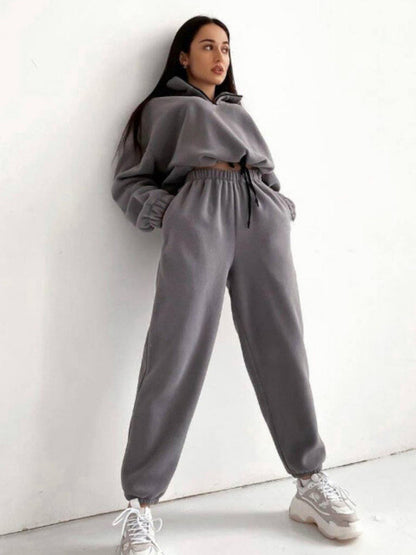 Women's Hooded Sweatshirt Sports Casual Suit Two Piece Set