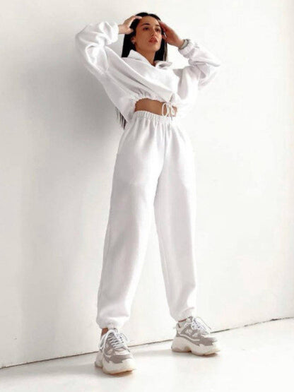 Women's Hooded Sweatshirt Sports Casual Suit Two Piece Set