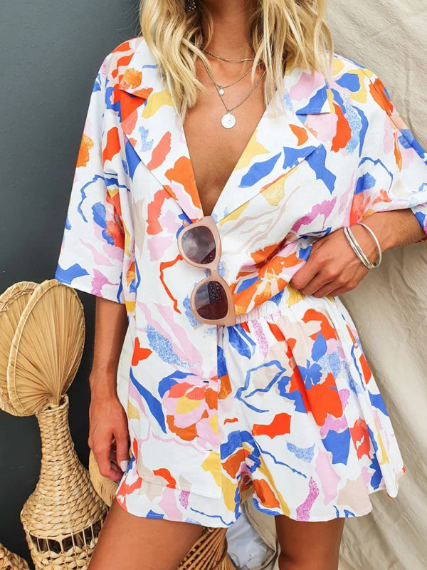 New Multi-Color Loose Vacation Short Suit