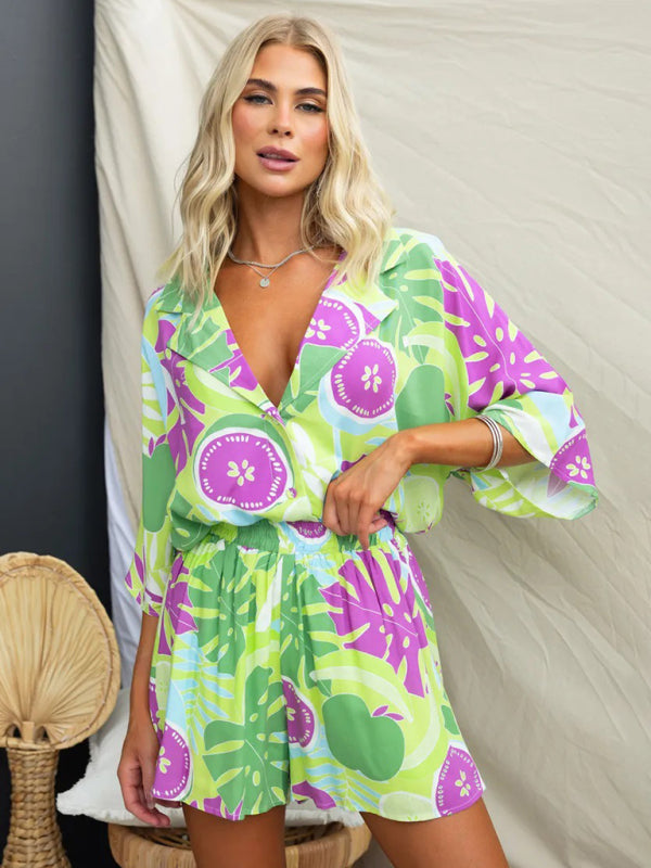 New Multi-Color Loose Vacation Short Suit