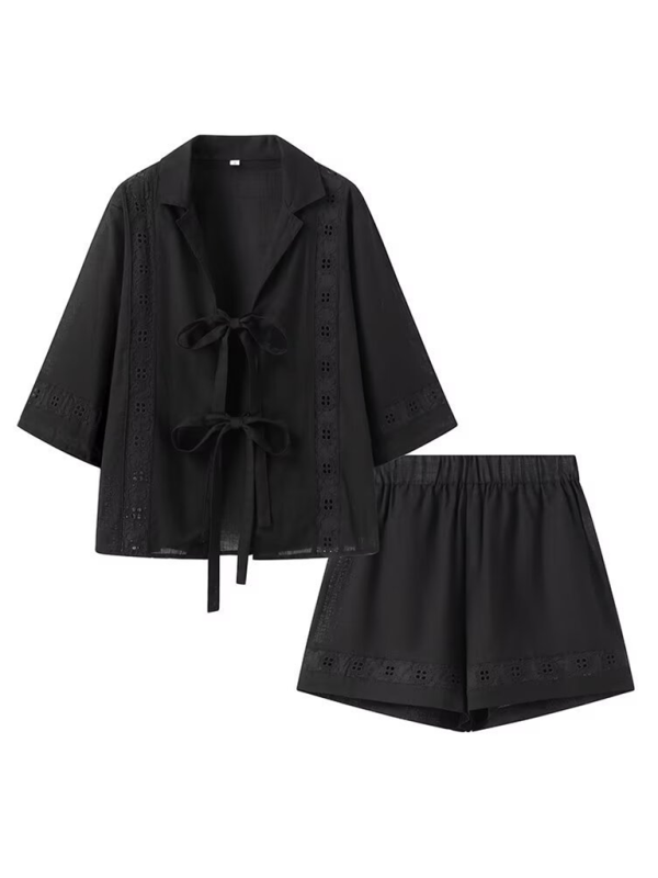 Hollow top + shorts set