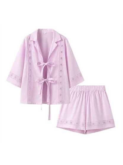 Hollow top + shorts set