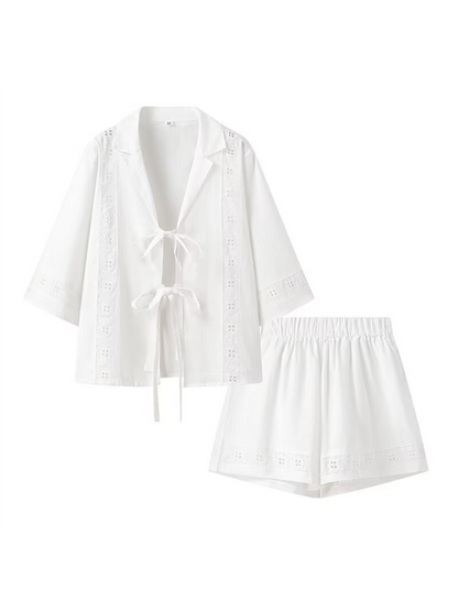 Hollow top + shorts set