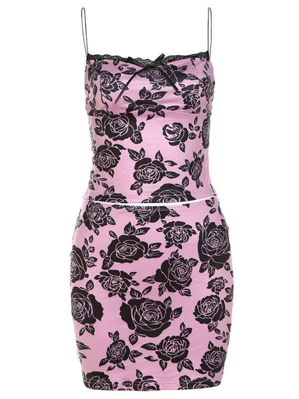 New Black Rose Skirt Set