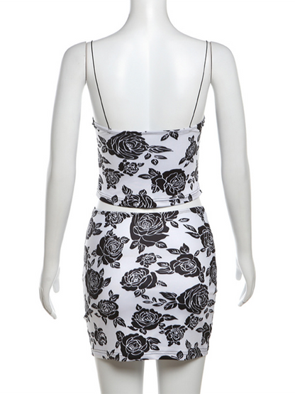 New Black Rose Skirt Set